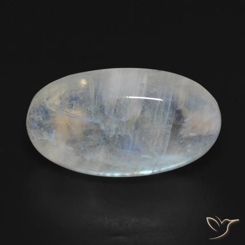 16.54ct Natural Blanco azulado Piedra lunar arcoíris, Ovalada, Opaco