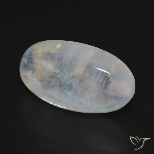 Piedra lunar arcoíris Blanco azulado natural de 16.54 ct, Ovalada, Opaco