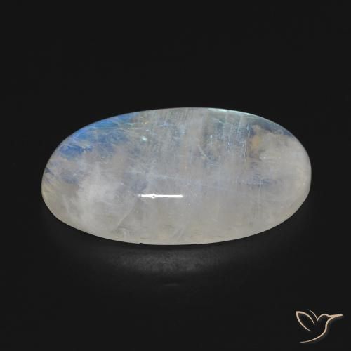 Piedra lunar arcoíris Blanco azulado natural de 16.54 ct, Ovalada, Opaco