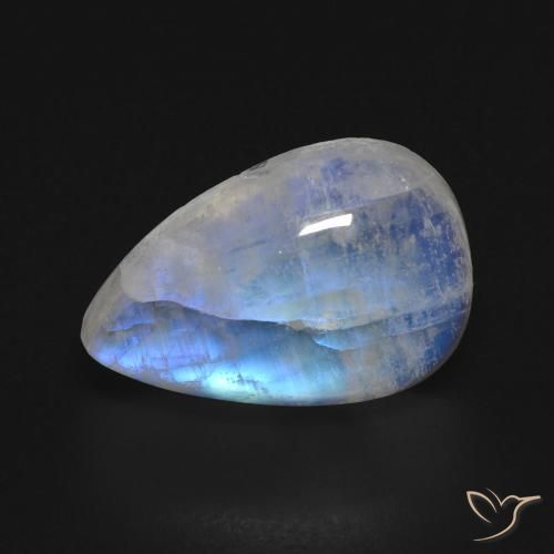 8.49ct Natural Blanco azulado Piedra lunar arcoíris, En forma de pera, Transparente