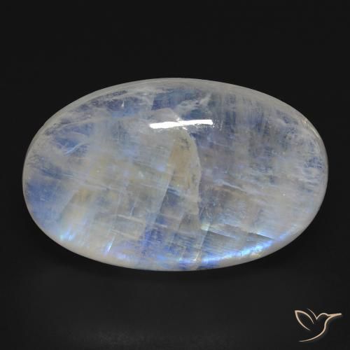 25.56ct Natural Blanco azulado Piedra lunar arcoíris, Ovalada, Transparente