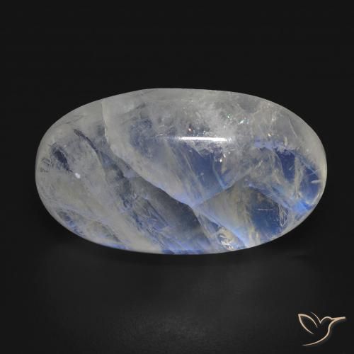20.08ct Natural Blanco azulado Piedra lunar arcoíris, Ovalada, Transparente