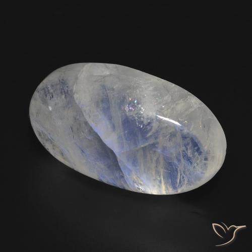 Piedra lunar arcoíris Blanco azulado natural de 20.08 ct, Ovalada, Transparente