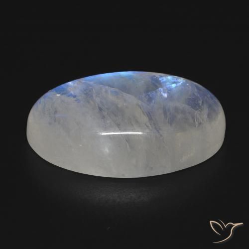 Piedra lunar arcoíris Blanco azulado natural de 20.08 ct, Ovalada, Transparente