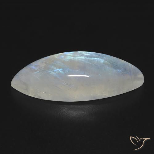 Piedra lunar arcoíris Blanco azulado natural de 12.33 ct, Marquesa, Transparente