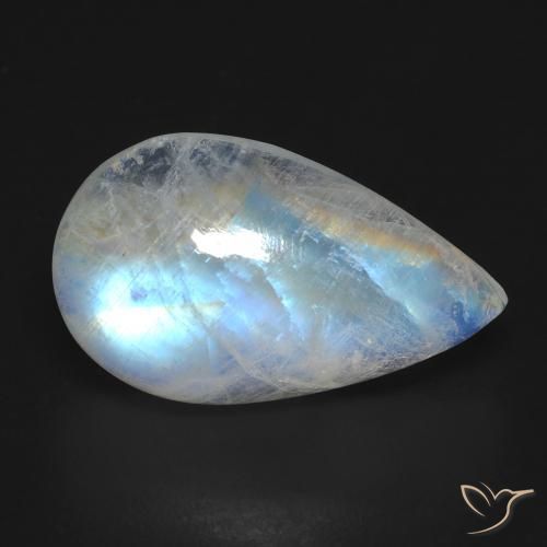 10.33ct Natural Blanco azulado Piedra lunar arcoíris, En forma de pera, Transparente