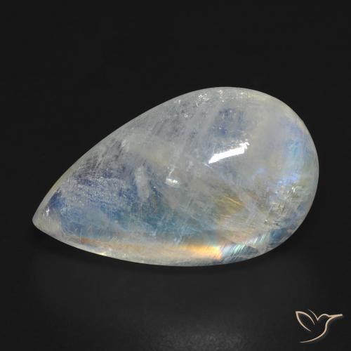 Piedra lunar arcoíris Blanco azulado natural de 10.33 ct, En forma de pera, Transparente