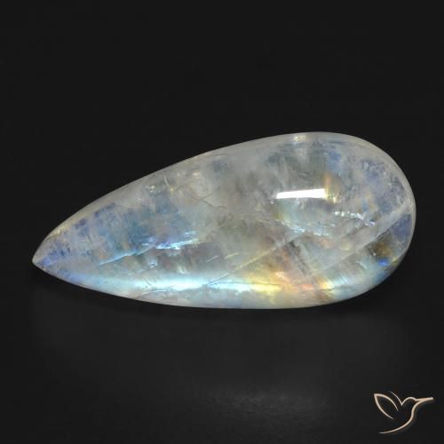 10.83ct Natural Blanco azulado Piedra lunar arcoíris, En forma de pera, Transparente