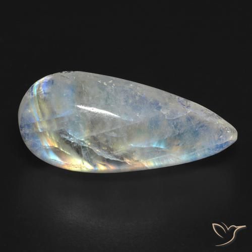 Piedra lunar arcoíris Blanco azulado natural de 10.83 ct, En forma de pera, Transparente