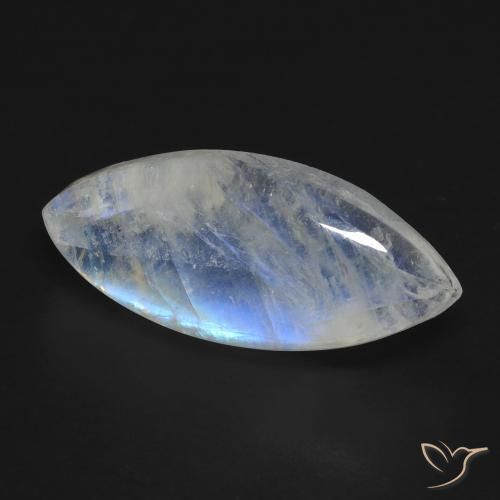 Piedra lunar arcoíris Blanco azulado natural de 9.62 ct, Marquesa, Transparente