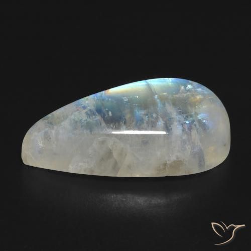 Piedra lunar arcoíris Blanco azulado natural de 16.67 ct, En forma de pera, Transparente