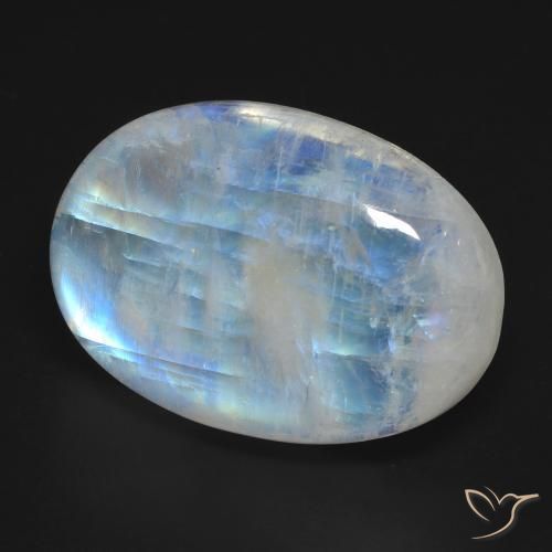 Piedra lunar arcoíris Blanco azulado natural de 25.97 ct, Ovalada, Translúcido