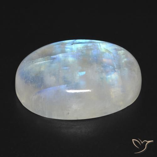 Piedra lunar arcoíris Blanco azulado natural de 25.97 ct, Ovalada, Translúcido