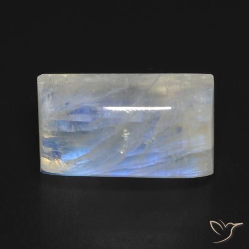 14.72ct Natural Blanco azulado Piedra lunar arcoíris, Corte Baguette, Transparente