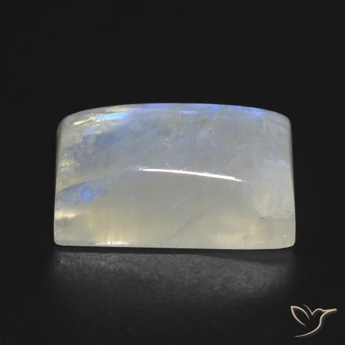 Piedra lunar arcoíris Blanco azulado natural de 14.72 ct, Corte Baguette, Transparente