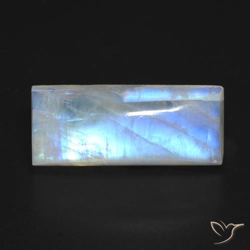 9.46ct Natural Blanco azulado Piedra lunar arcoíris, Corte Baguette, Transparente