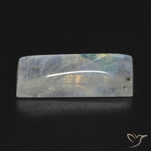 Piedra lunar arcoíris Blanco azulado natural de 6.98 ct, Corte Baguette, Transparente