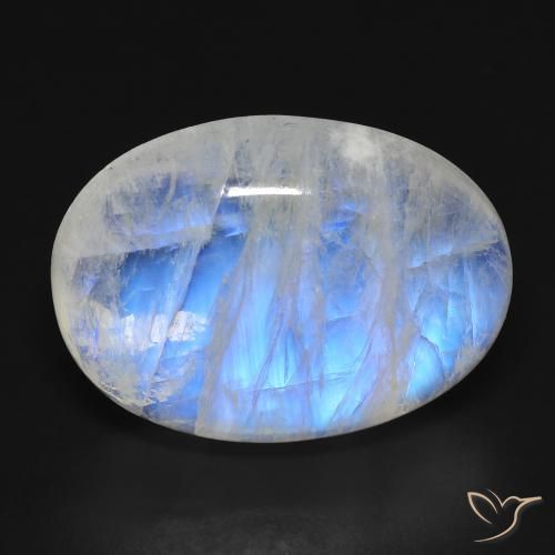 17.74ct Natural Blanco azulado Piedra lunar arcoíris, Ovalada, Transparente