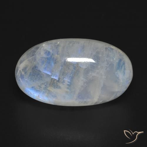 16.25ct Natural Blanco azulado Piedra lunar arcoíris, Ovalada, Transparente