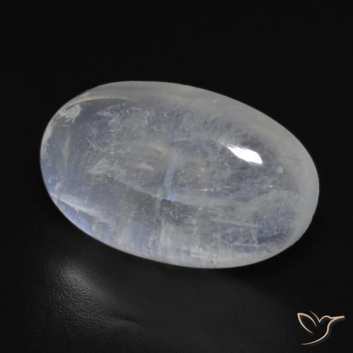 Piedra lunar arcoíris Blanco azulado natural de 11.13 ct, Ovalada, Transparente