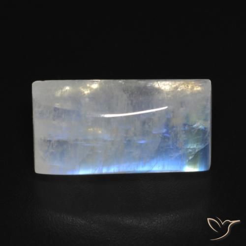 7.10ct Natural Blanco azulado Piedra lunar arcoíris, Corte Baguette, Transparente