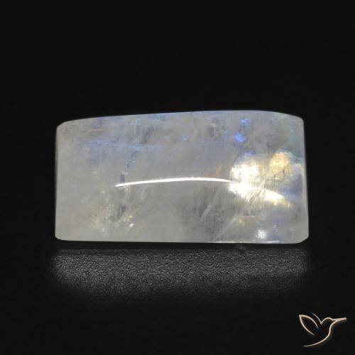 Piedra lunar arcoíris Blanco azulado natural de 7.10 ct, Corte Baguette, Transparente