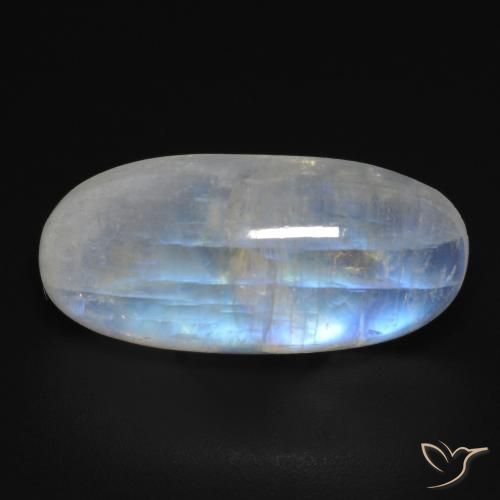 12.42ct Natural Blanco azulado Piedra lunar arcoíris, Ovalada, Transparente