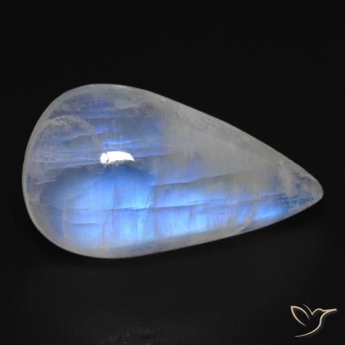 14.18ct Natural Blanco azulado Piedra lunar arcoíris, En forma de pera, Transparente