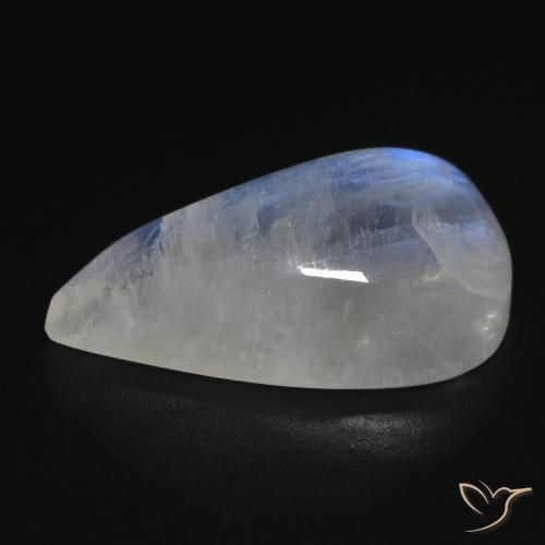Piedra lunar arcoíris Blanco azulado natural de 14.18 ct, En forma de pera, Transparente
