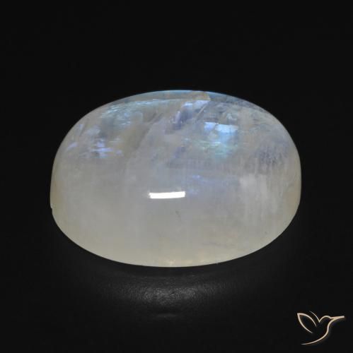 Piedra lunar arcoíris Blanco azulado natural de 16.79 ct, Ovalada, Transparente