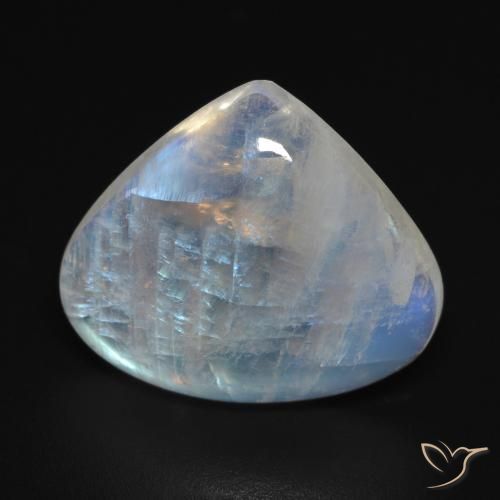 12.67ct Natural Blanco azulado Piedra lunar arcoíris, En forma de pera, Transparente