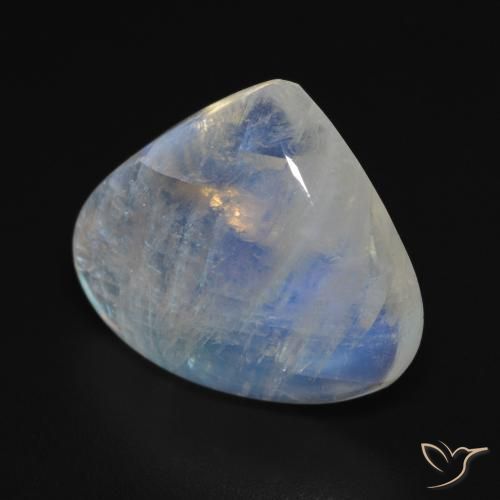 Piedra lunar arcoíris Blanco azulado natural de 12.67 ct, En forma de pera, Transparente