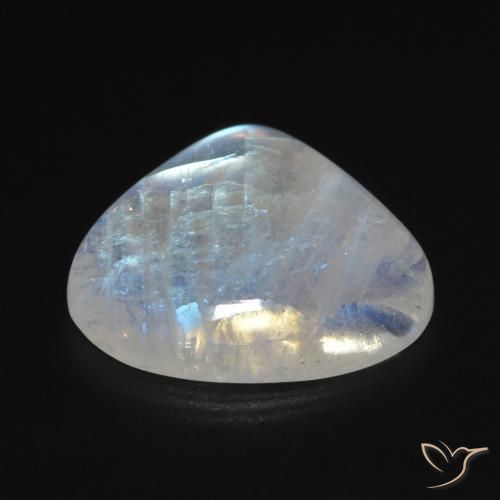 Piedra lunar arcoíris Blanco azulado natural de 12.67 ct, En forma de pera, Transparente