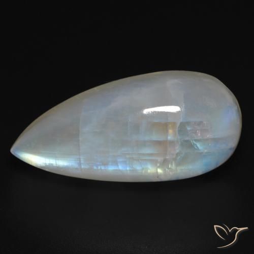 15.73ct Natural Blanco azulado Piedra lunar arcoíris, En forma de pera, Transparente