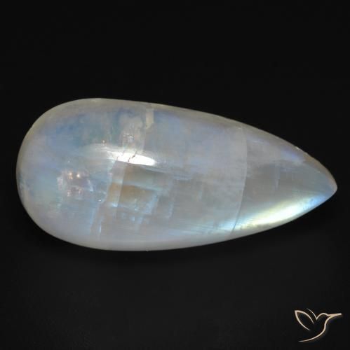 Piedra lunar arcoíris Blanco azulado natural de 15.73 ct, En forma de pera, Transparente