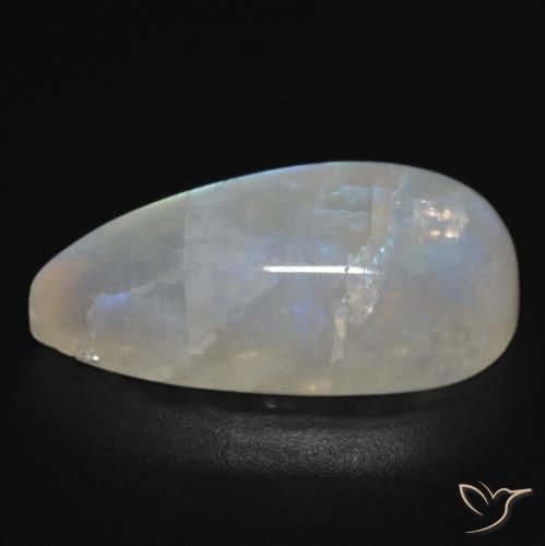 Piedra lunar arcoíris Blanco azulado natural de 15.73 ct, En forma de pera, Transparente