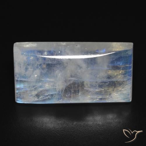 11.79ct Natural Blanco azulado Piedra lunar arcoíris, Corte Baguette, Transparente