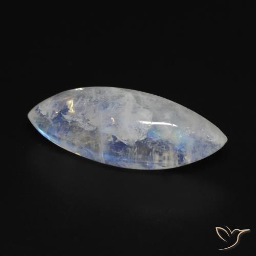 Piedra lunar arcoíris Blanco azulado natural de 10.53 ct, Marquesa, Transparente