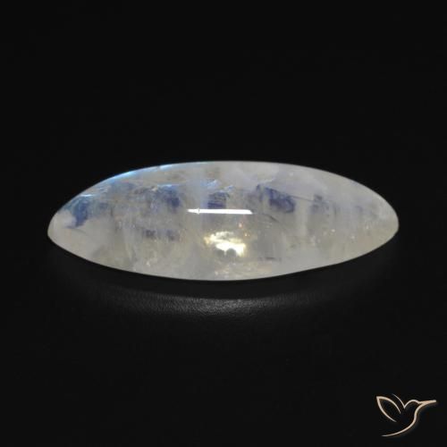 Piedra lunar arcoíris Blanco azulado natural de 10.53 ct, Marquesa, Transparente