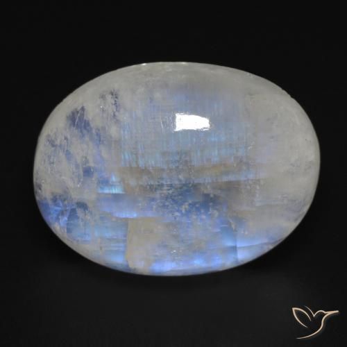17.16ct Natural Blanco azulado Piedra lunar arcoíris, Ovalada, Transparente
