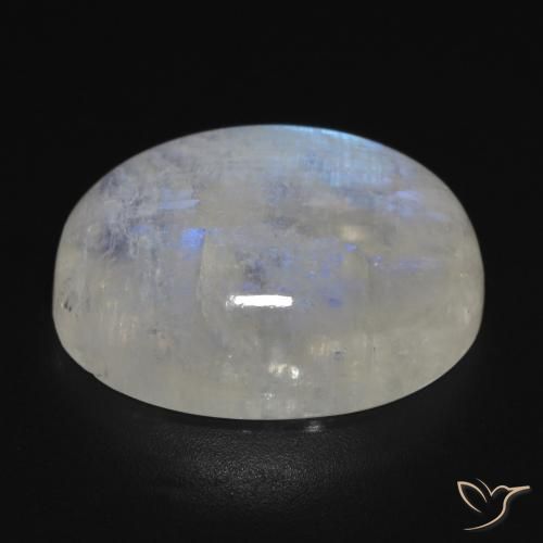 Piedra lunar arcoíris Blanco azulado natural de 17.16 ct, Ovalada, Transparente