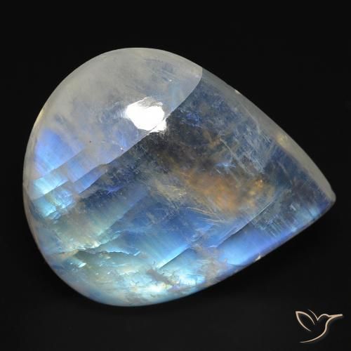 18.49ct Natural Blanco azulado Piedra lunar arcoíris, En forma de pera, Transparente