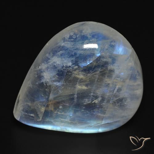 Piedra lunar arcoíris Blanco azulado natural de 18.49 ct, En forma de pera, Transparente