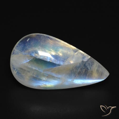 10.68ct Natural Blanco azulado Piedra lunar arcoíris, En forma de pera, Transparente