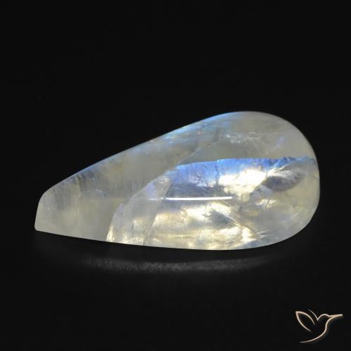Piedra lunar arcoíris Blanco azulado natural de 10.68 ct, En forma de pera, Transparente