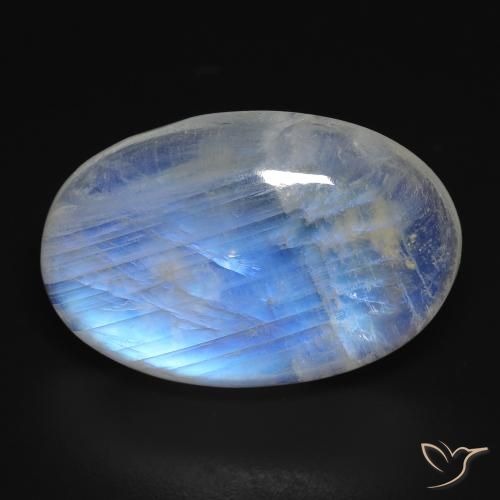 26.34ct Natural Blanco azulado Piedra lunar arcoíris, Ovalada, Transparente