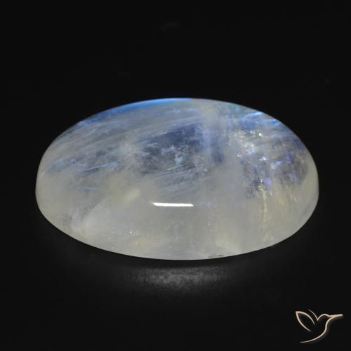 Piedra lunar arcoíris Blanco azulado natural de 26.34 ct, Ovalada, Transparente