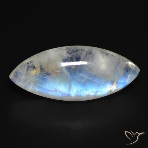 13.85ct Natural Blanco azulado Piedra lunar arcoíris, Marquesa, Transparente