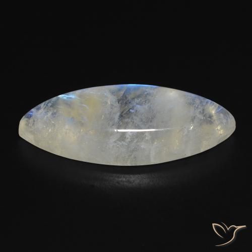 Piedra lunar arcoíris Blanco azulado natural de 13.85 ct, Marquesa, Transparente