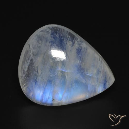 12.82ct Natural Blanco azulado Piedra lunar arcoíris, En forma de pera, Transparente